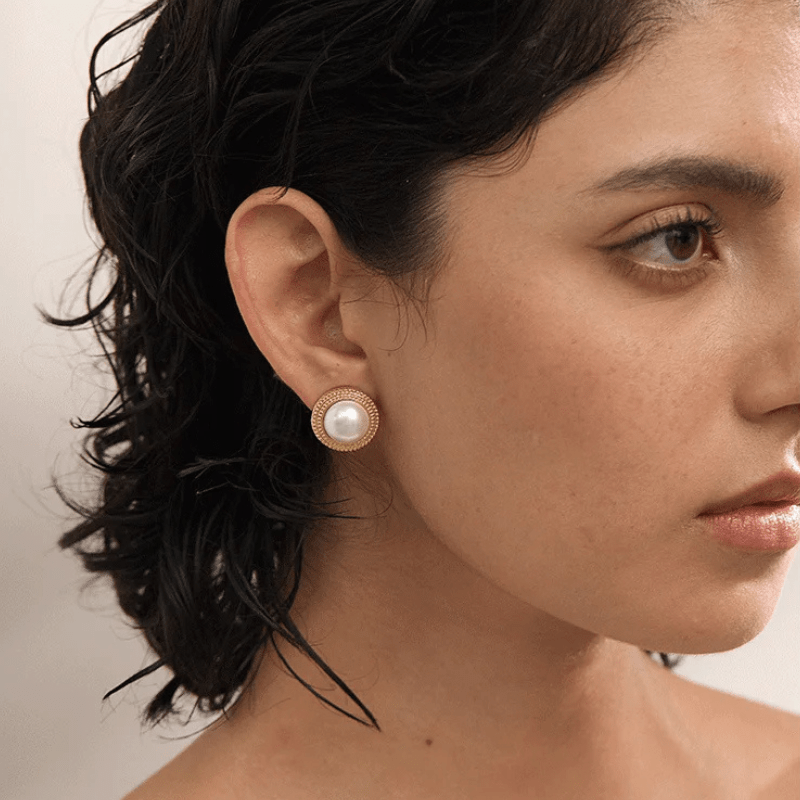 Plated Pearl Studs - Oreela