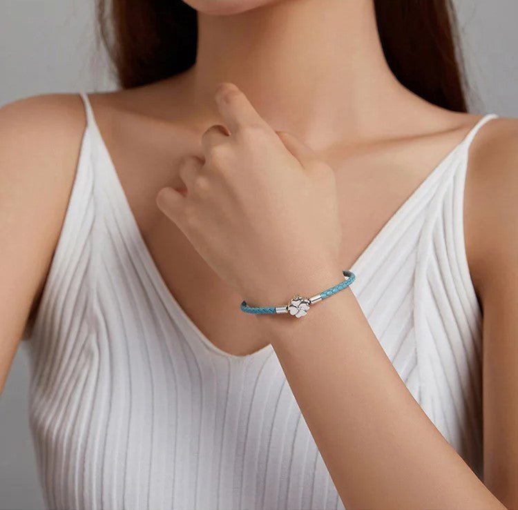 Four - Leaf Clover Leather Bracelet - Oreela