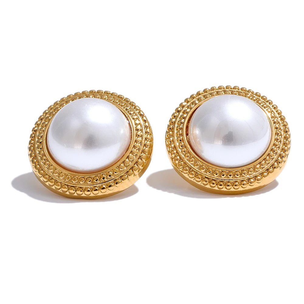 Plated Pearl Studs - Oreela