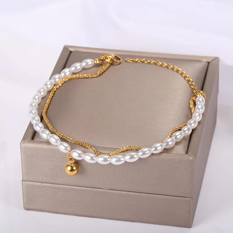 Gia Golden Pearl Layered Bracelet