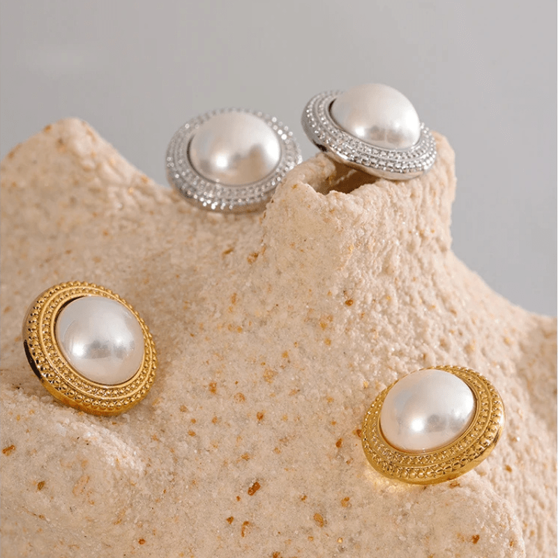 Plated Pearl Studs - Oreela