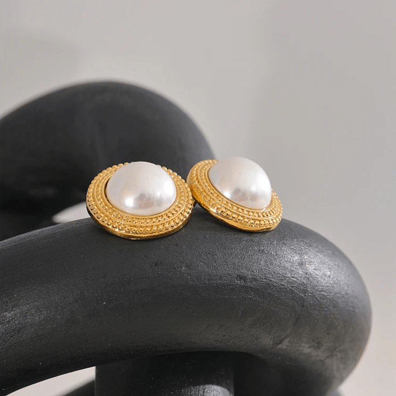 Plated Pearl Studs - Oreela