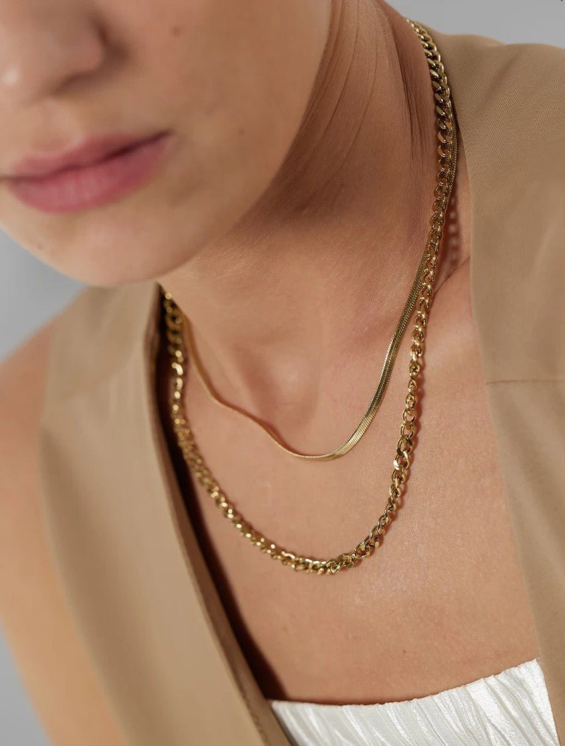 Stainless Steel Layered Necklace - Oreela