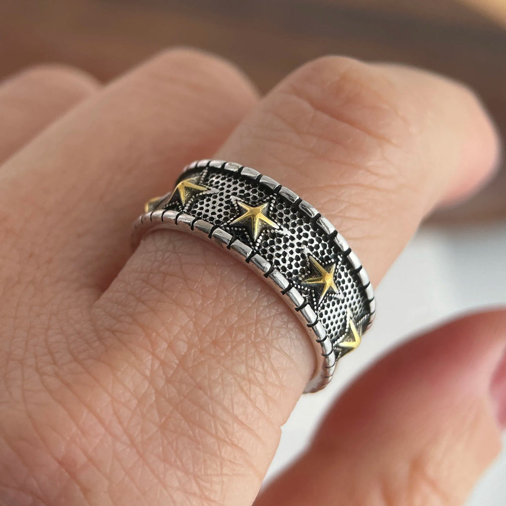 925 Sterling Silver Handmade Ring. Simple Retro Star Ring Fine Jewelry Gift - Oreela