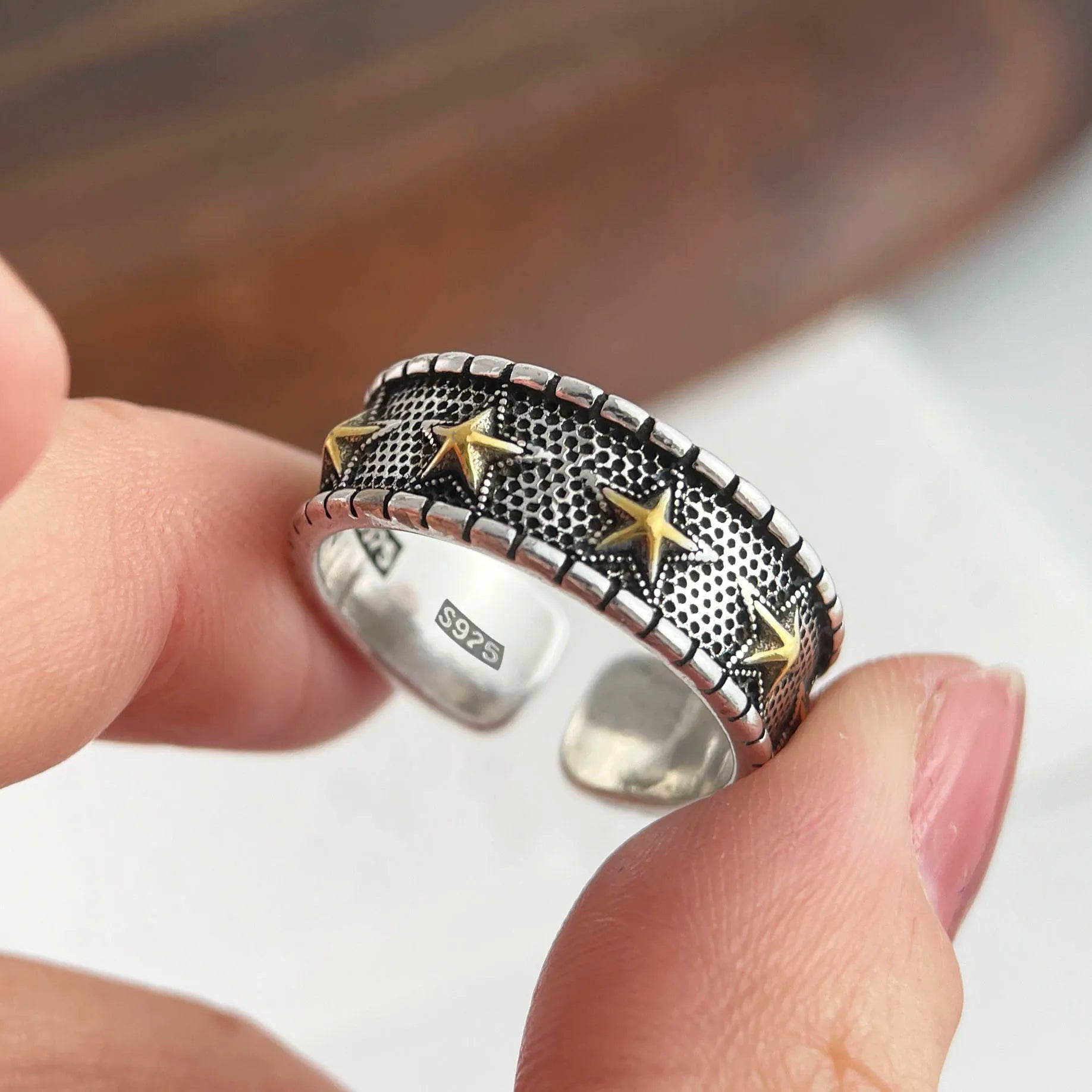 925 Sterling Silver Handmade Ring. Simple Retro Star Ring Fine Jewelry Gift - Oreela
