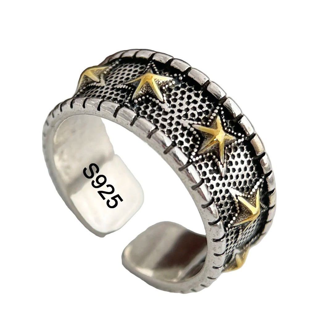 925 Sterling Silver Handmade Ring. Simple Retro Star Ring Fine Jewelry Gift - Oreela