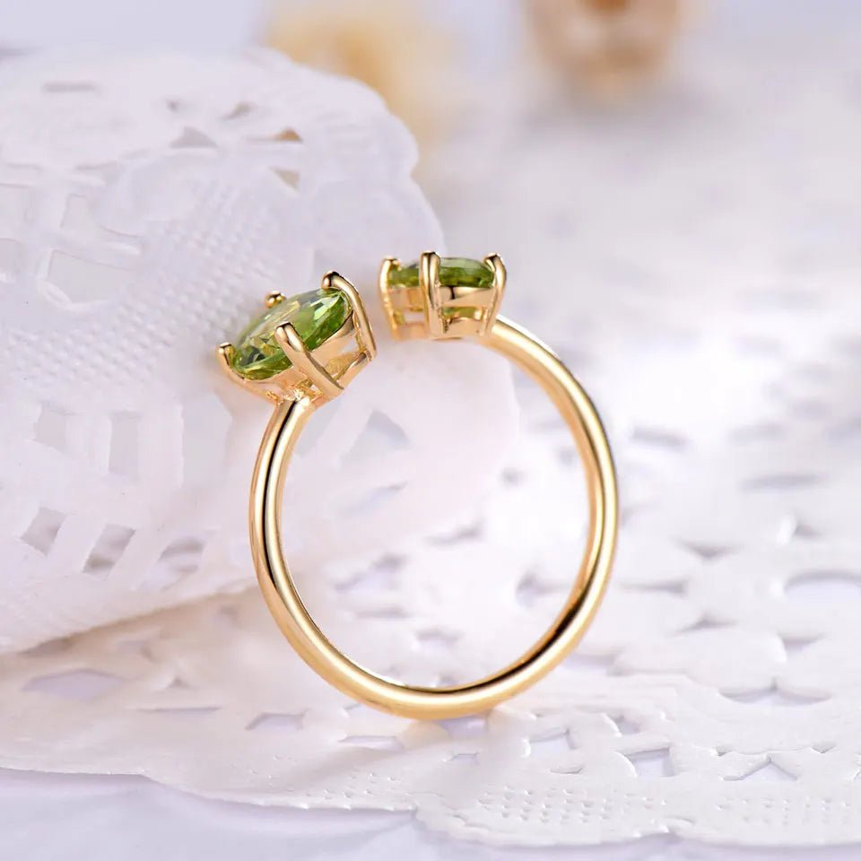 Golden Radiance Natural Peridot Ring - Oreela