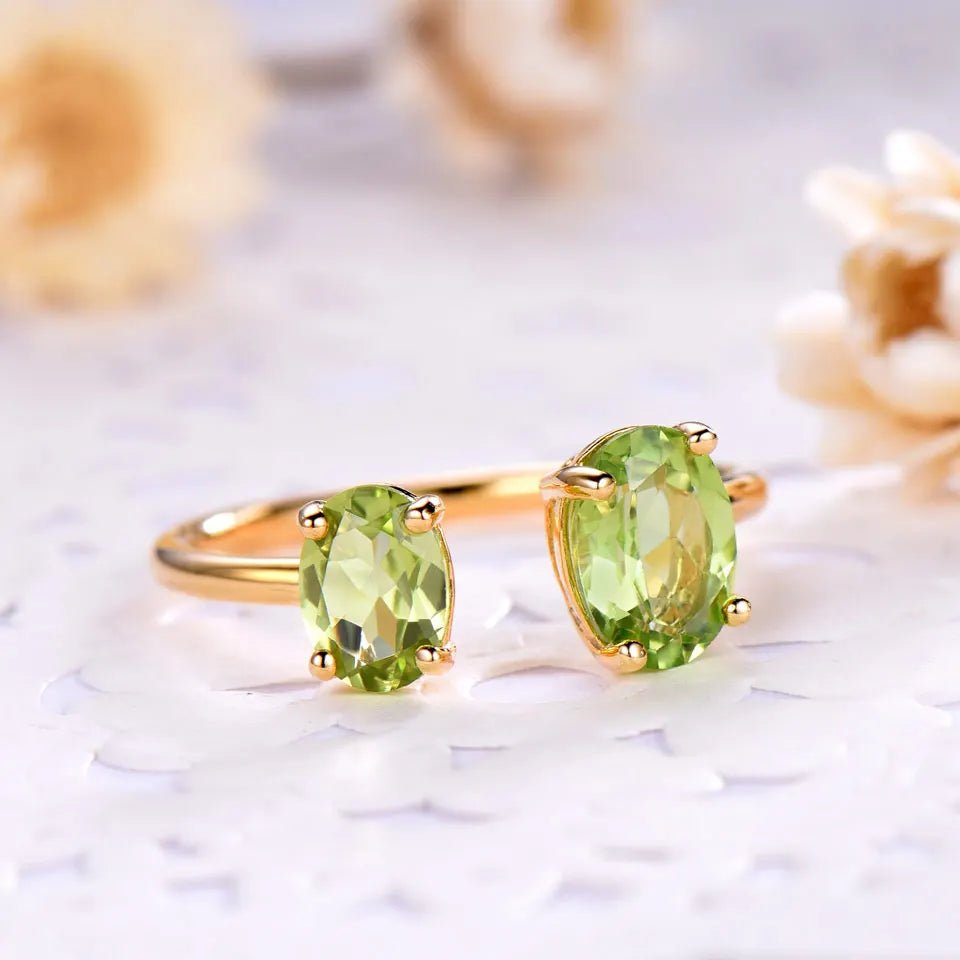 Golden Radiance Natural Peridot Ring - Oreela