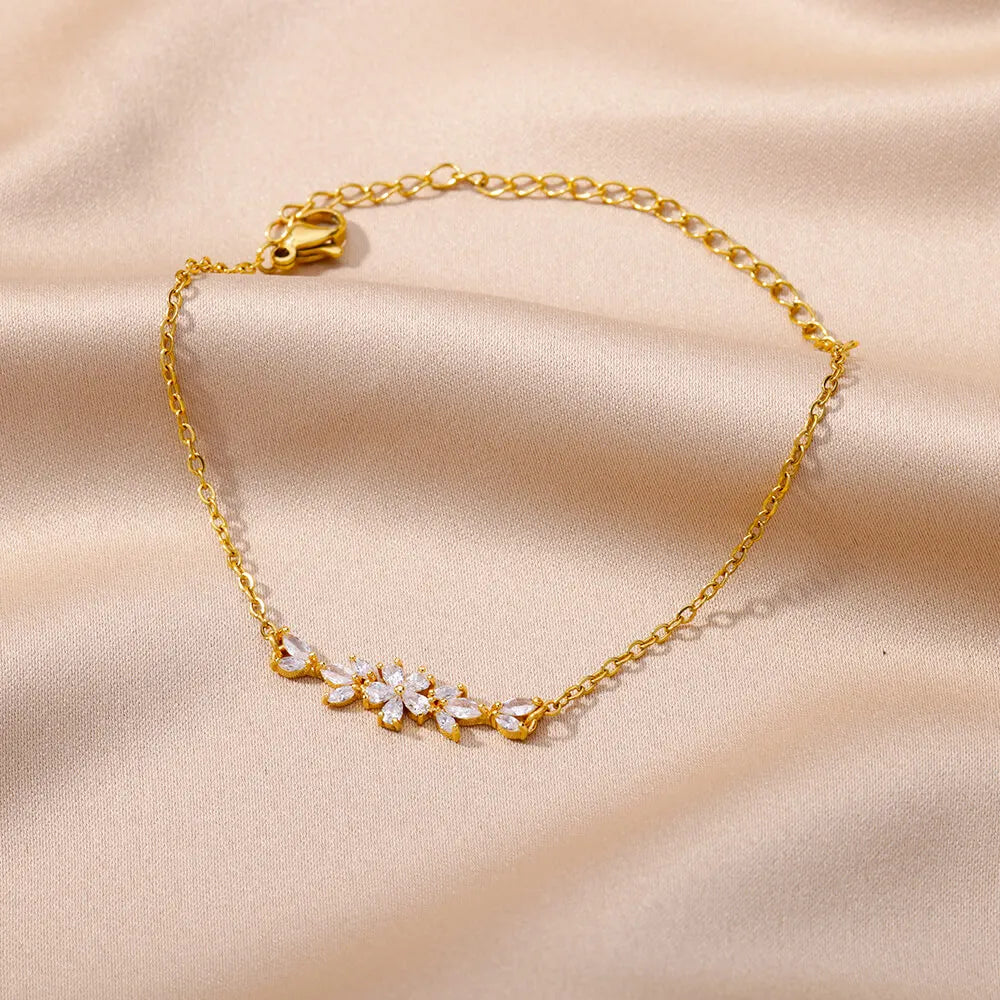 Floral Stone Gold Bracelet