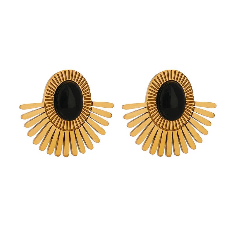 Mid Stone Sunflower Clip - on Earrings - Oreela