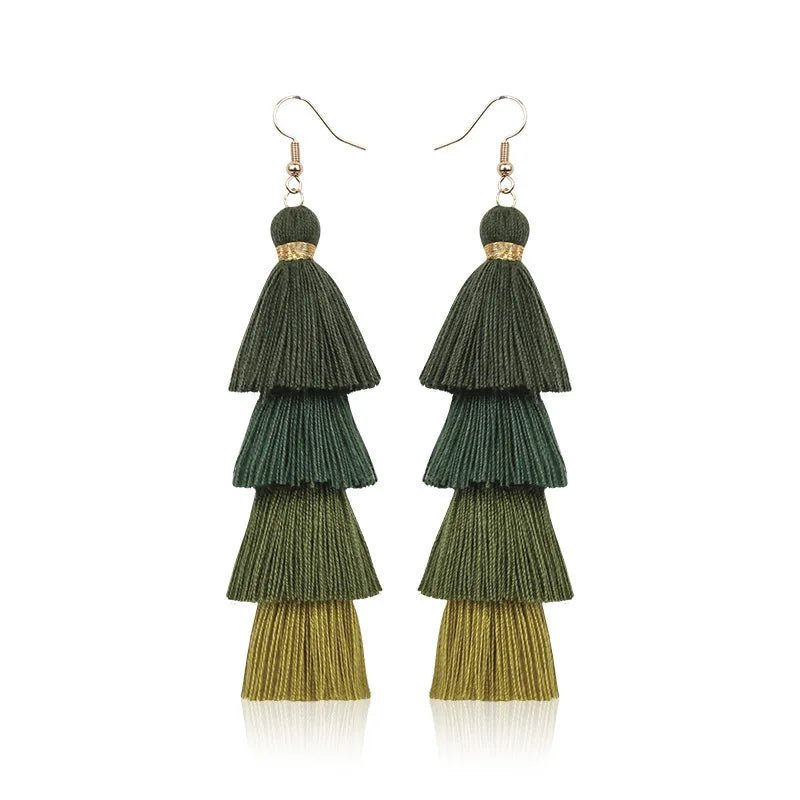 Bohemian 4 - Layer Tassel Earrings - Oreela