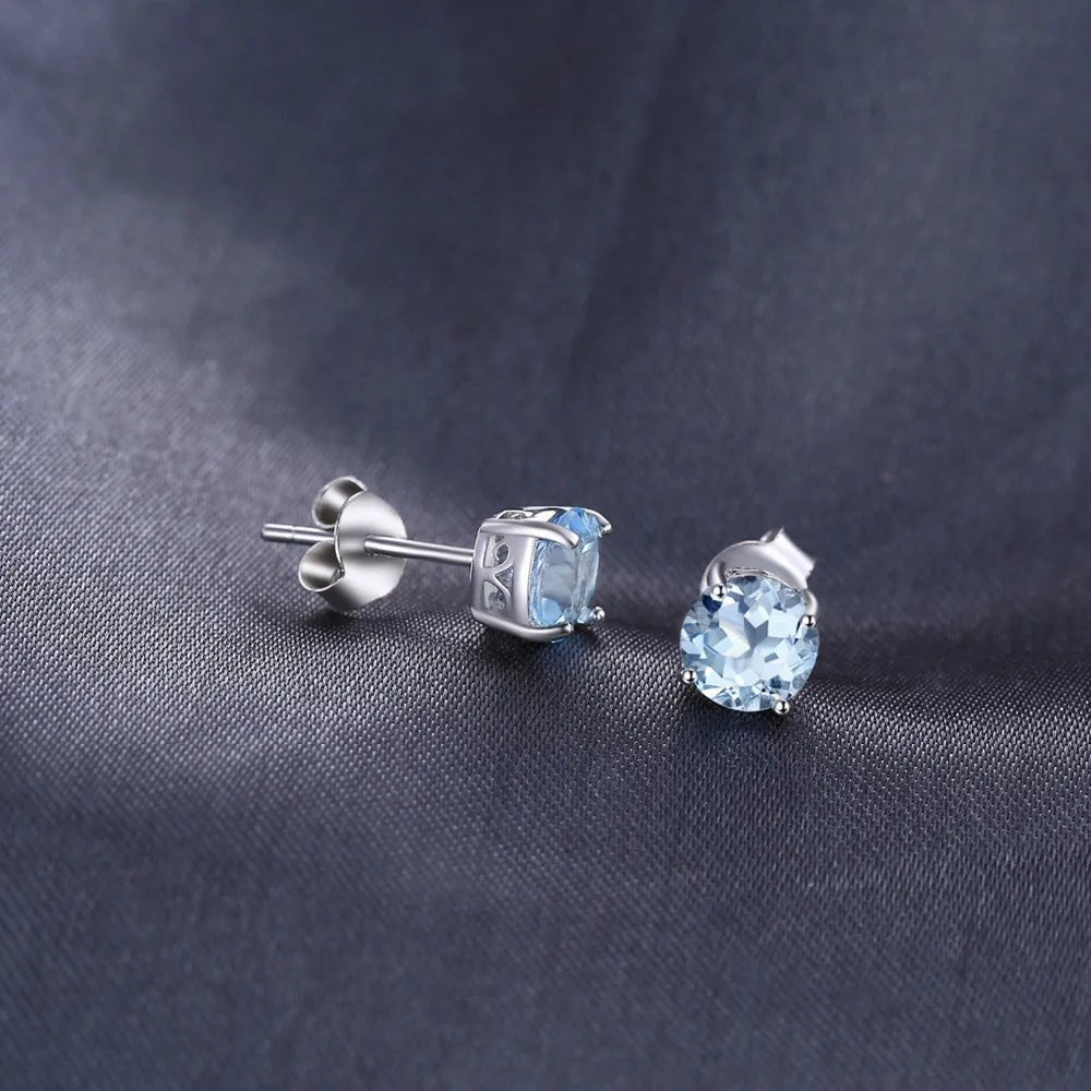 Aquamarine Stud Earrings - Oreela