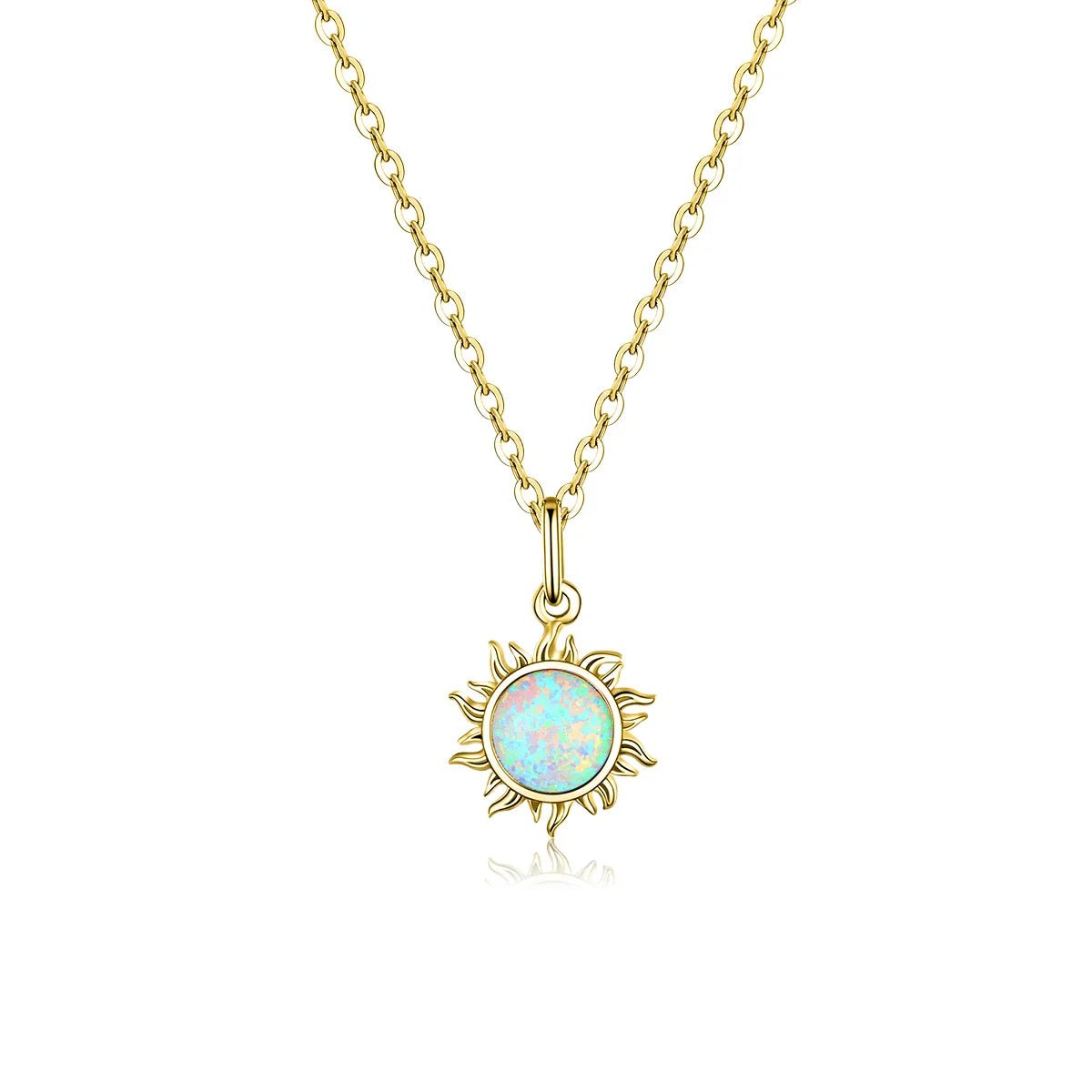 White Opal Sun Pendant Necklace - Oreela