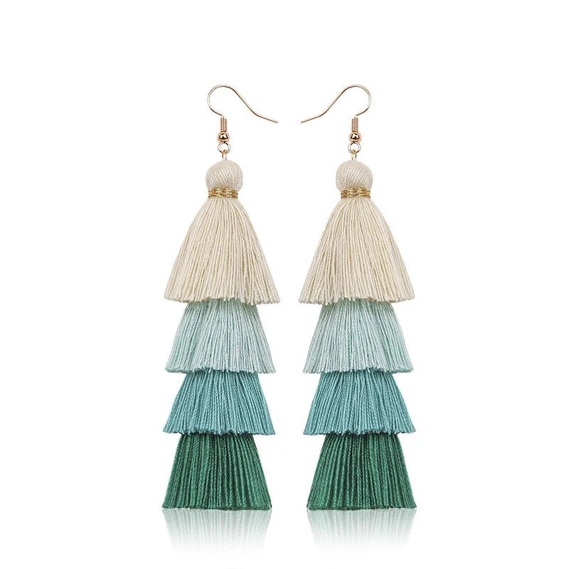 Bohemian 4 - Layer Tassel Earrings - Oreela