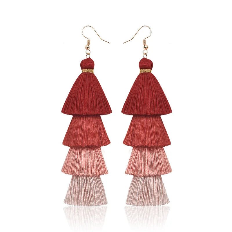 Bohemian 4 - Layer Tassel Earrings - Oreela