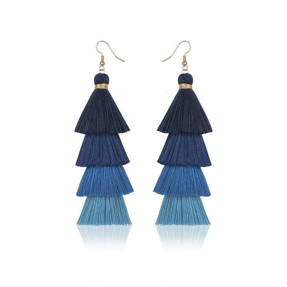 Bohemian 4 - Layer Tassel Earrings - Oreela