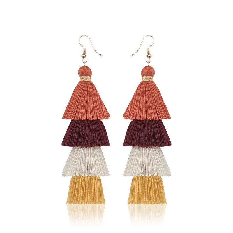 Bohemian 4 - Layer Tassel Earrings - Oreela