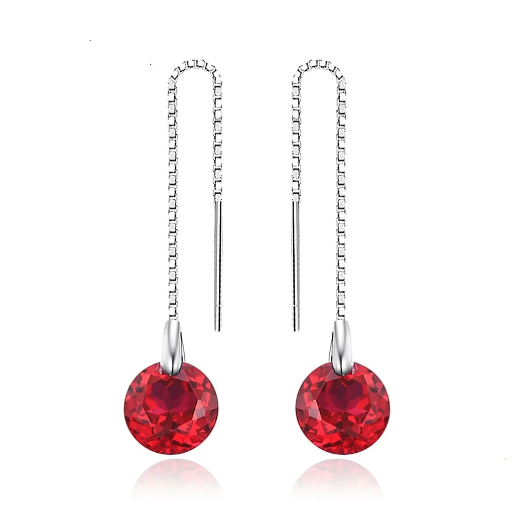 Red Ruby Threader Earrings - Oreela