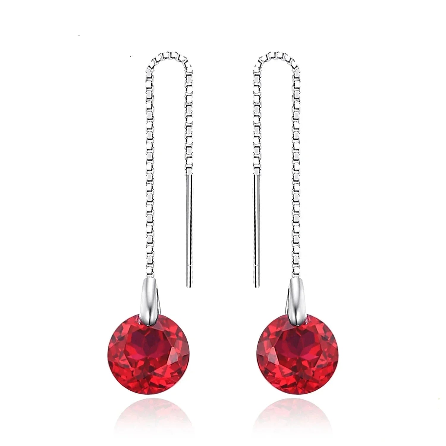 Red Ruby Threader Earrings - Oreela