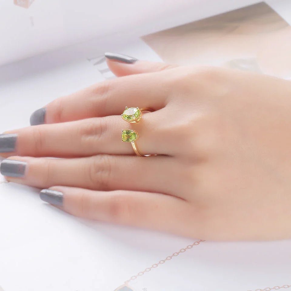 Golden Radiance Natural Peridot Ring - Oreela