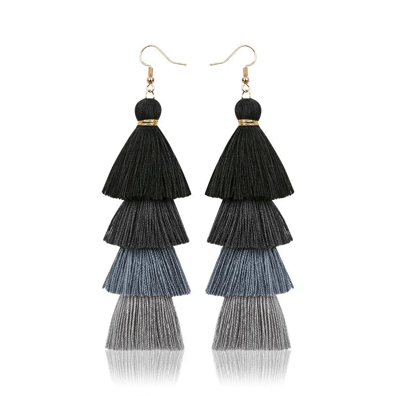 Bohemian 4 - Layer Tassel Earrings - Oreela