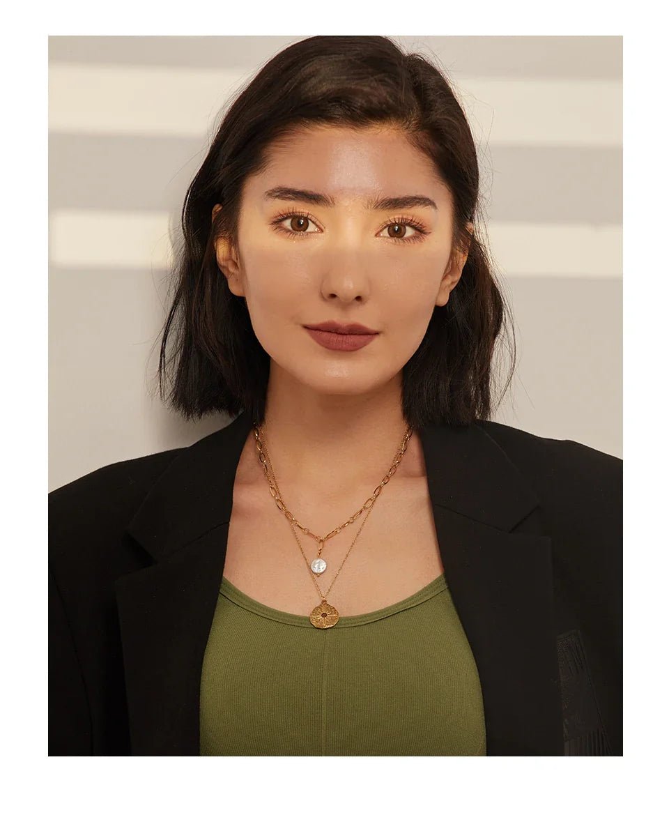 Golden North Star Layered Necklace - Oreela