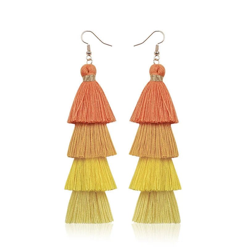 Bohemian 4 - Layer Tassel Earrings - Oreela