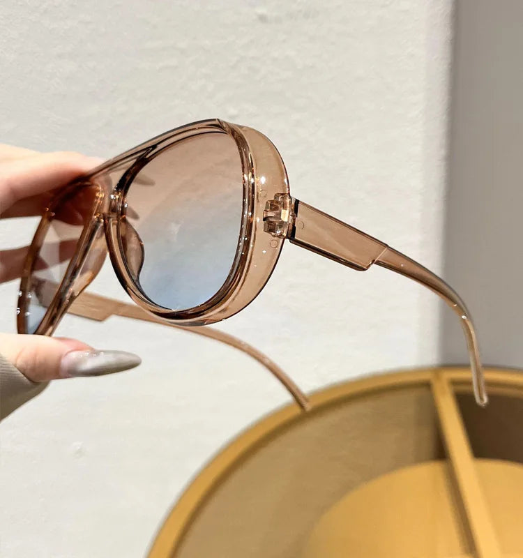 Fashion Double Bridges Pilot Sunglasses Women Large Frame Shades