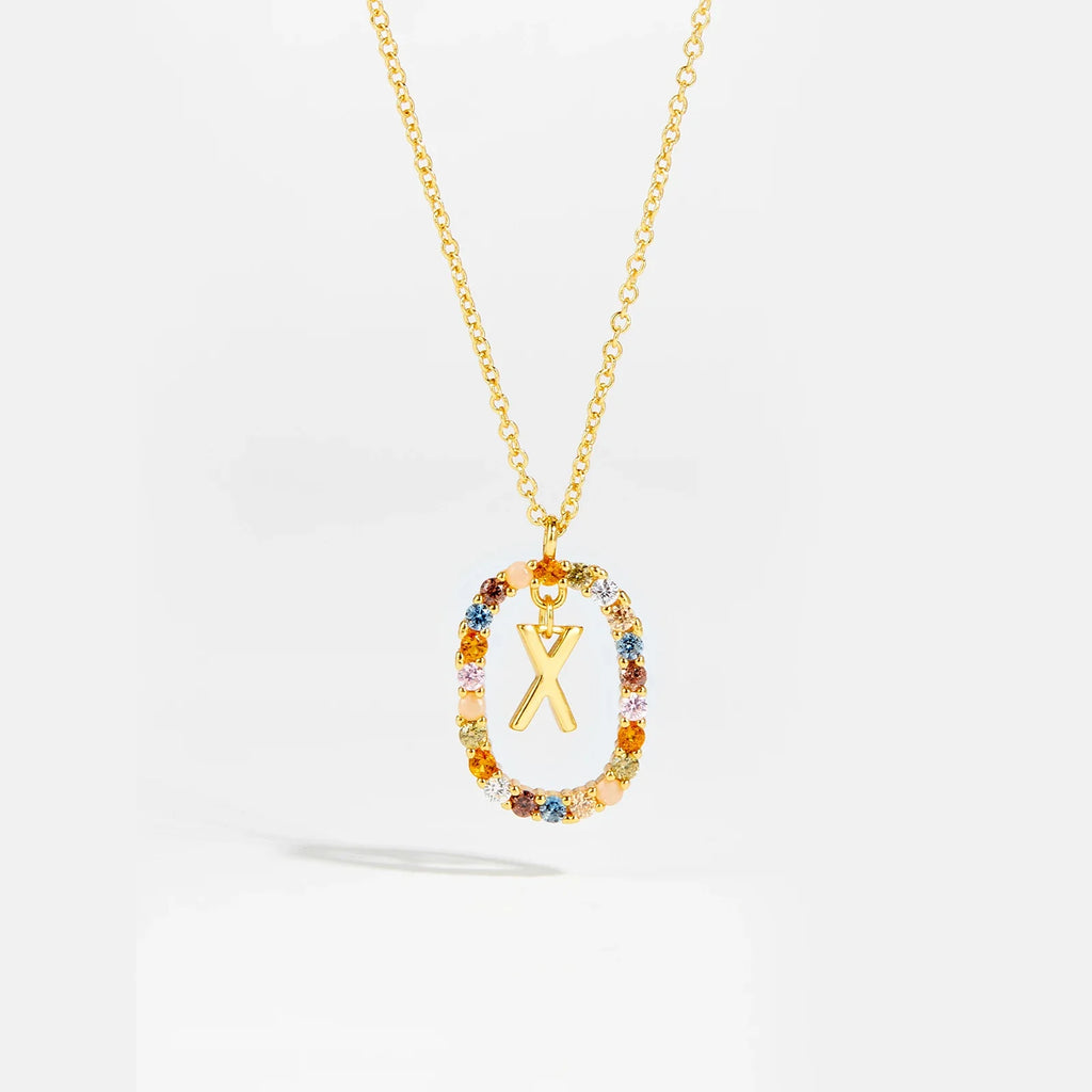 Sterling Gold Letter Pendant Necklace - Oreela