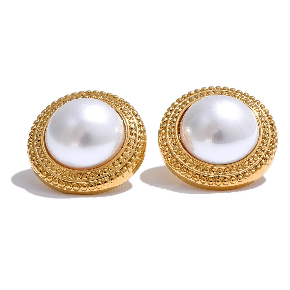 Plated Pearl Studs - Oreela