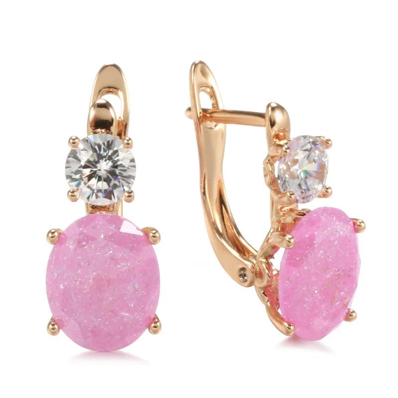 Pink Frosted Zircon Drop Earrings - Oreela