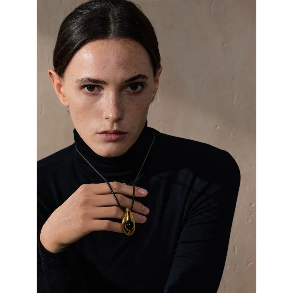 Agate Stone Leather Necklace - Oreela