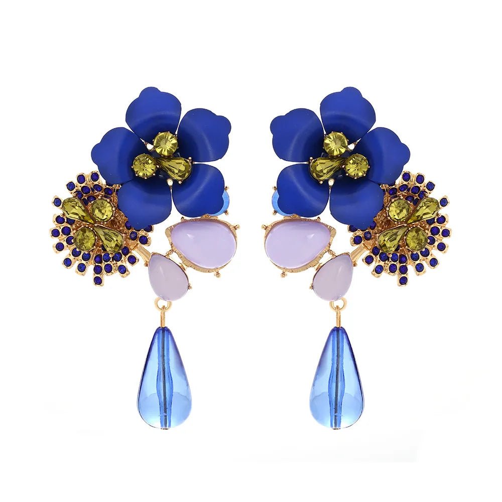 Metal Flowers Dangle Earrings - Oreela