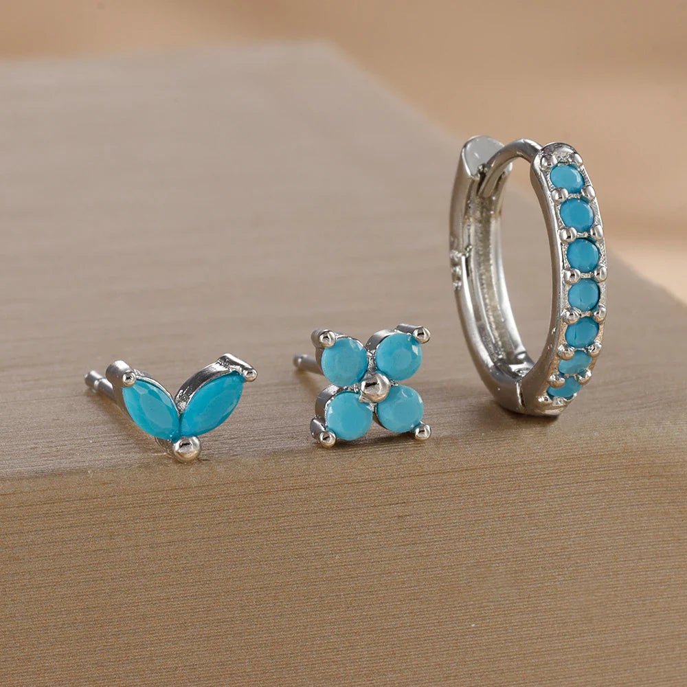 Flower Hoop Earrings Set - Oreela