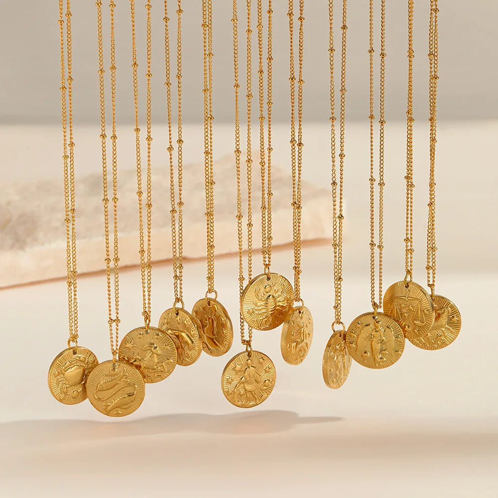 Zodiac Golden Amulet Necklace - Oreela
