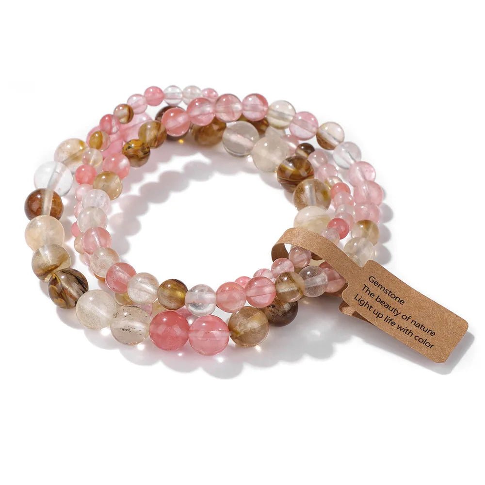 Rhodonite Beads Bracelet Set - Oreela