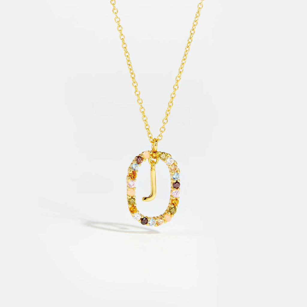 Sterling Gold Letter Pendant Necklace - Oreela