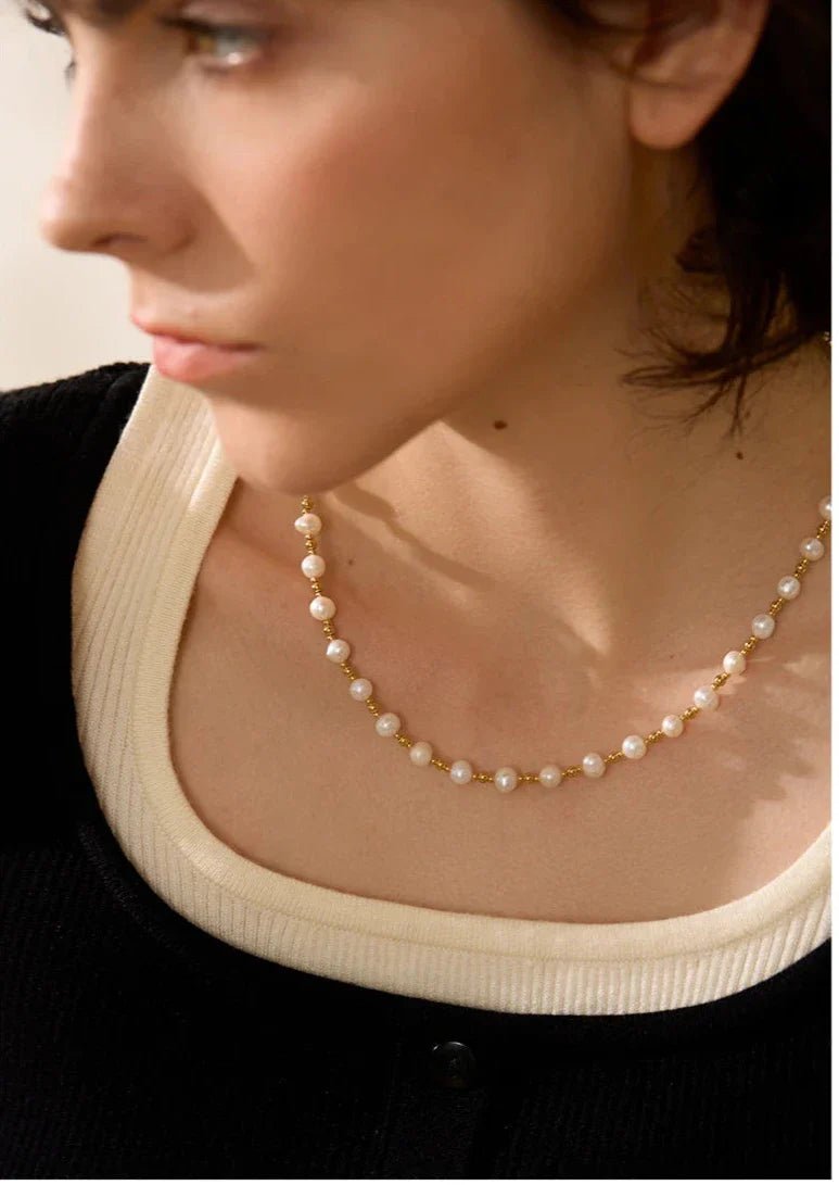 Pearl & Sterling Silver Necklace - Oreela