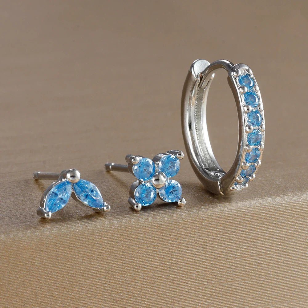 Flower Hoop Earrings Set - Oreela