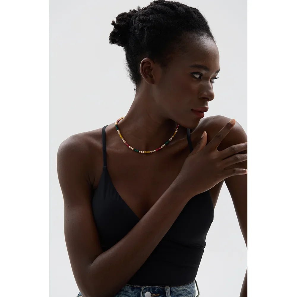 Pink Pearl Beaded Necklace - Oreela