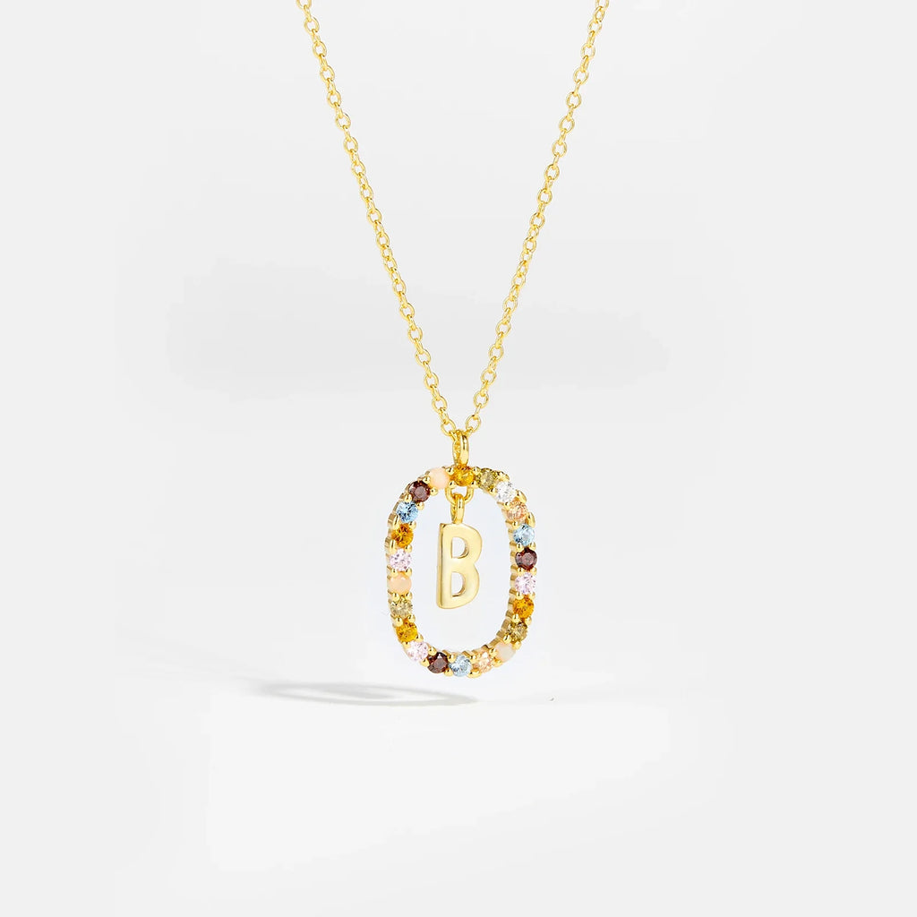 Sterling Gold Letter Pendant Necklace - Oreela