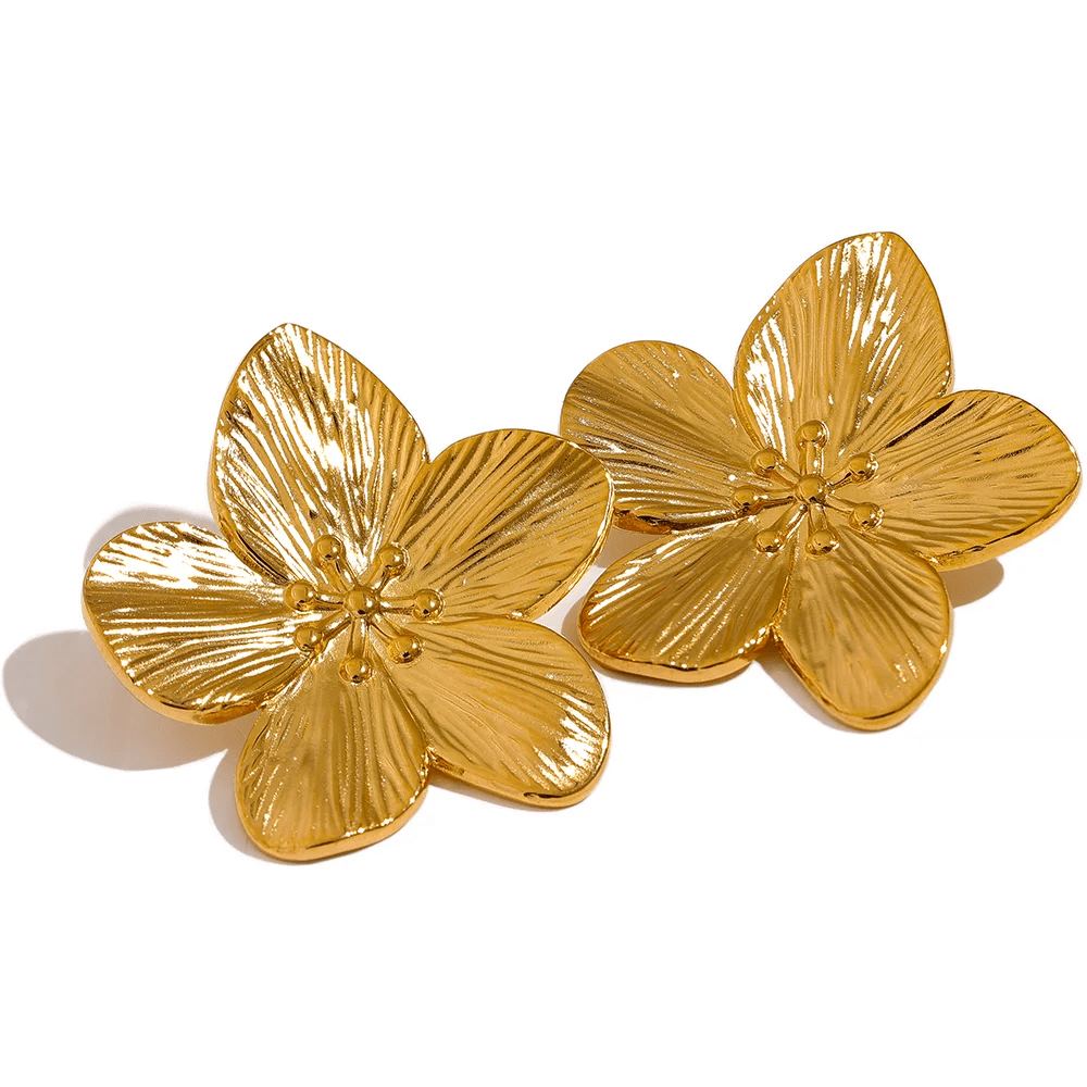 Gold Plated Vintage Flower Studs - Oreela