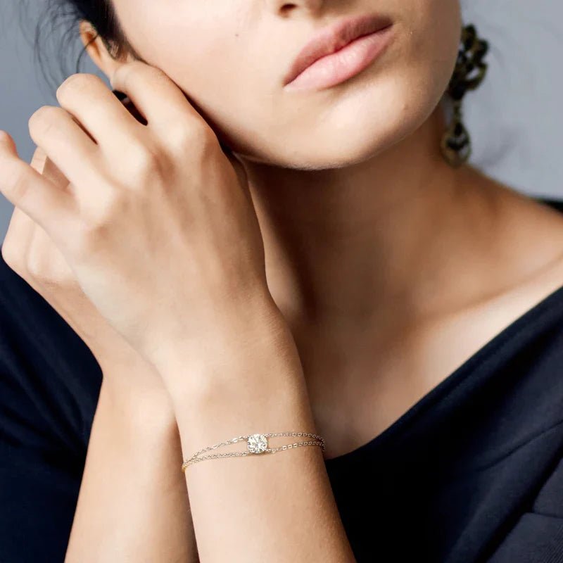 Moissanite Double Chain Bracelet - Oreela