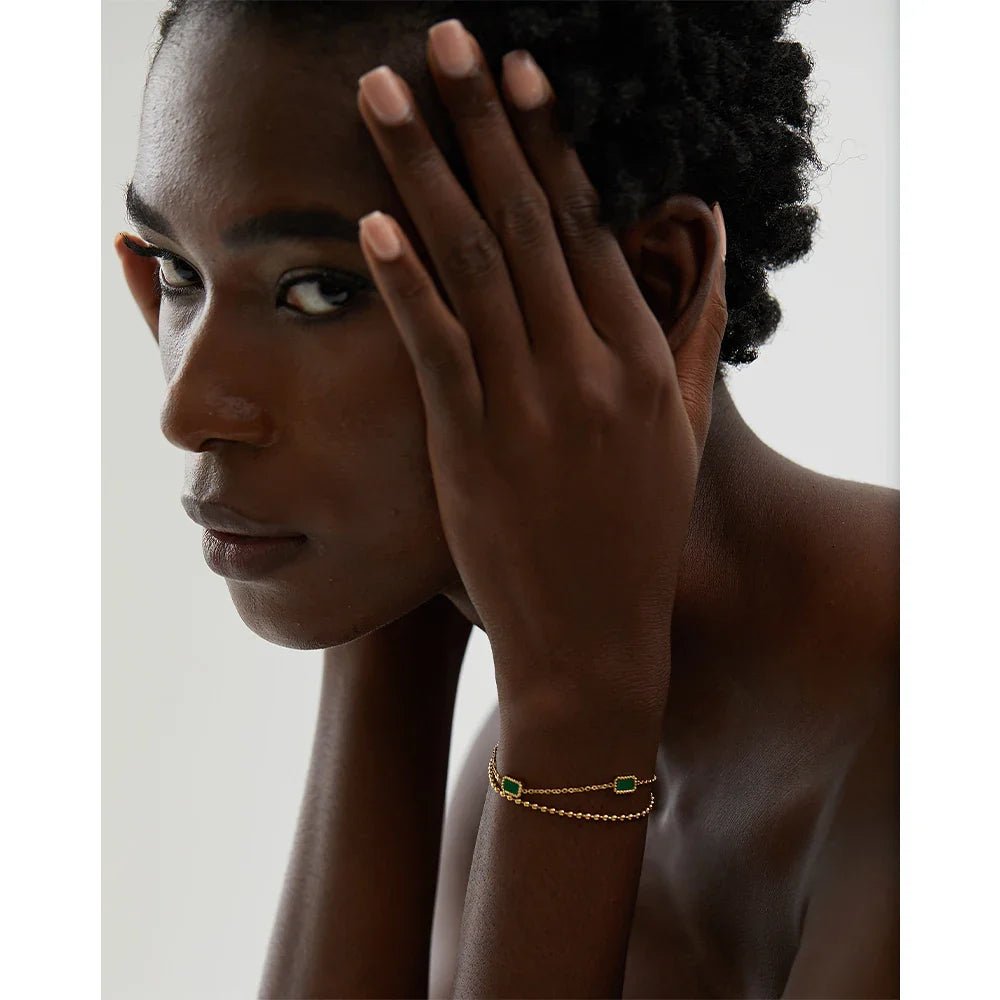 Gold Charm Bangle Bracelet - Oreela