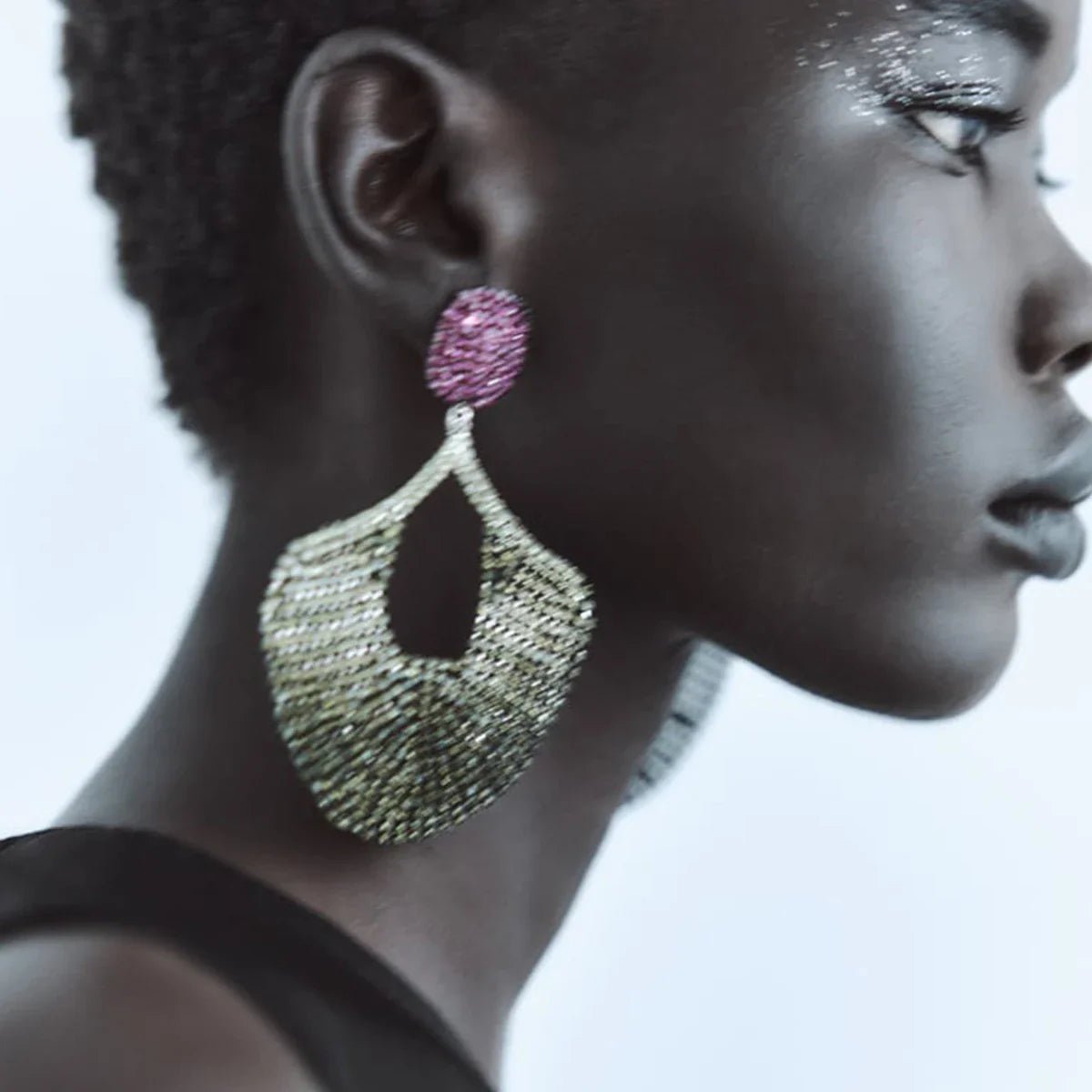 Vintage Crystal Fan Tassel Earrings - Oreela