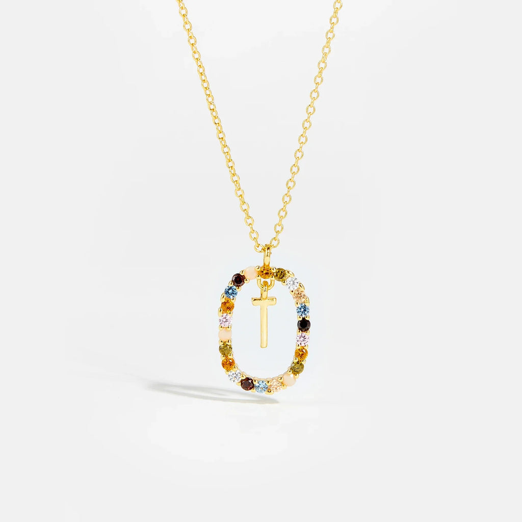 Sterling Gold Letter Pendant Necklace - Oreela