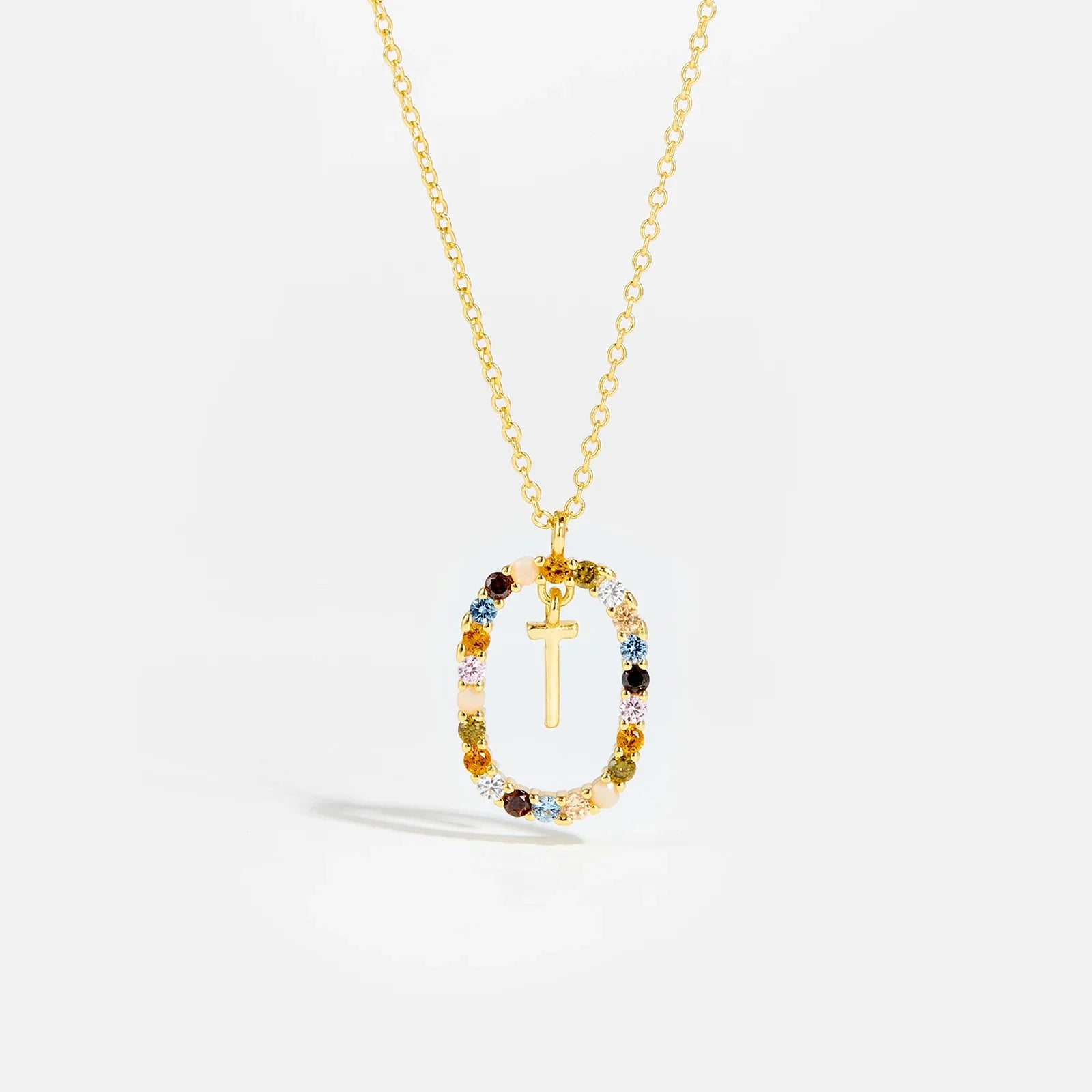 Sterling Gold Letter Pendant Necklace - Oreela