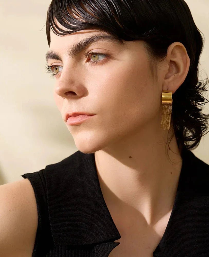 Geometric Tassel Earrings - Oreela