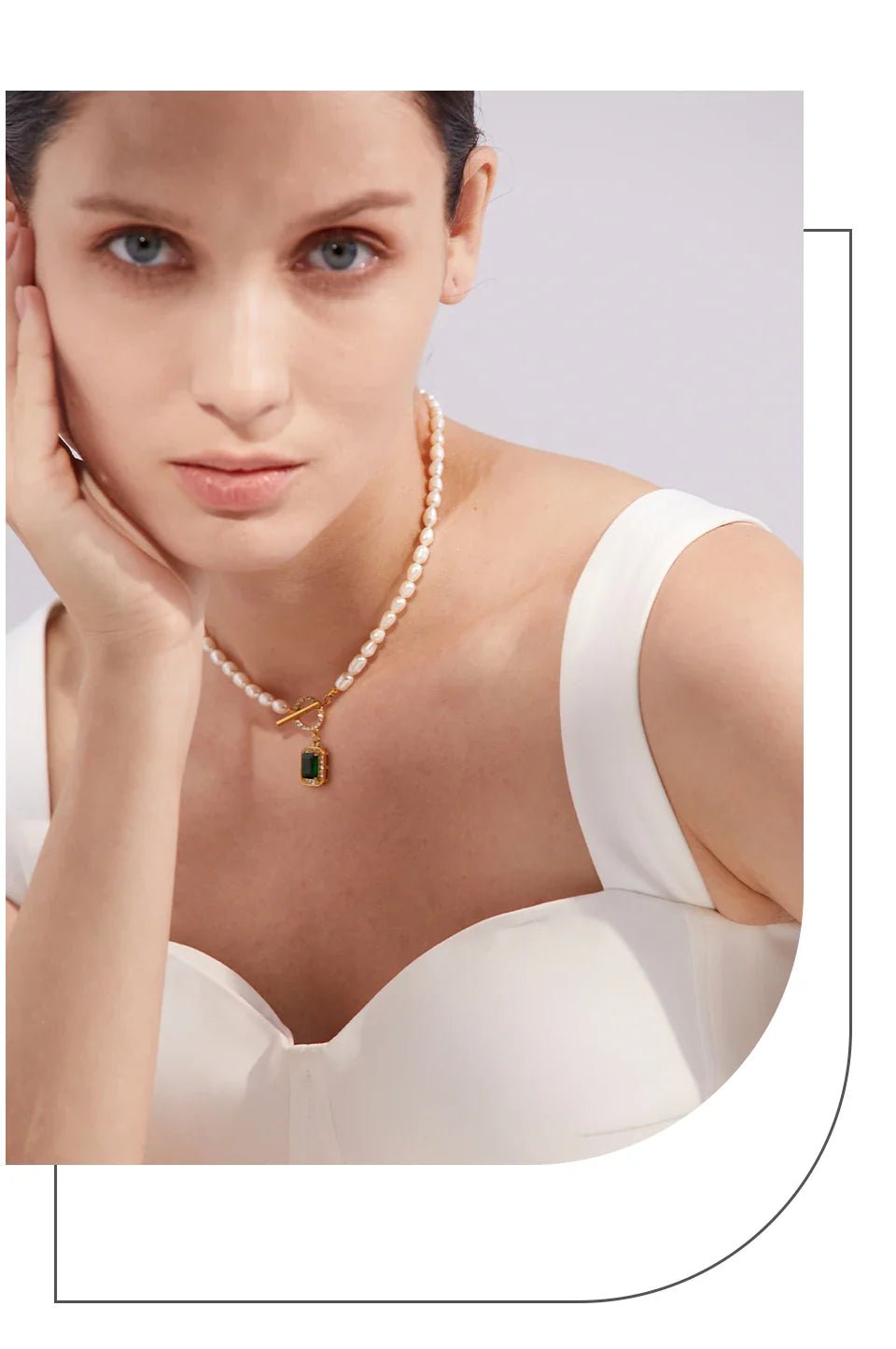 Pearl & Zirconia Pendant Necklace - Oreela