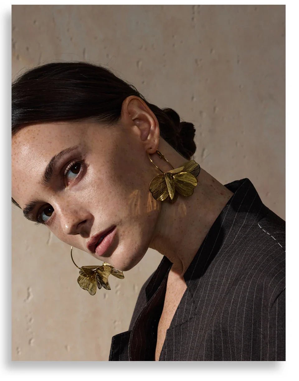 Floral Hoop Earrings - Oreela